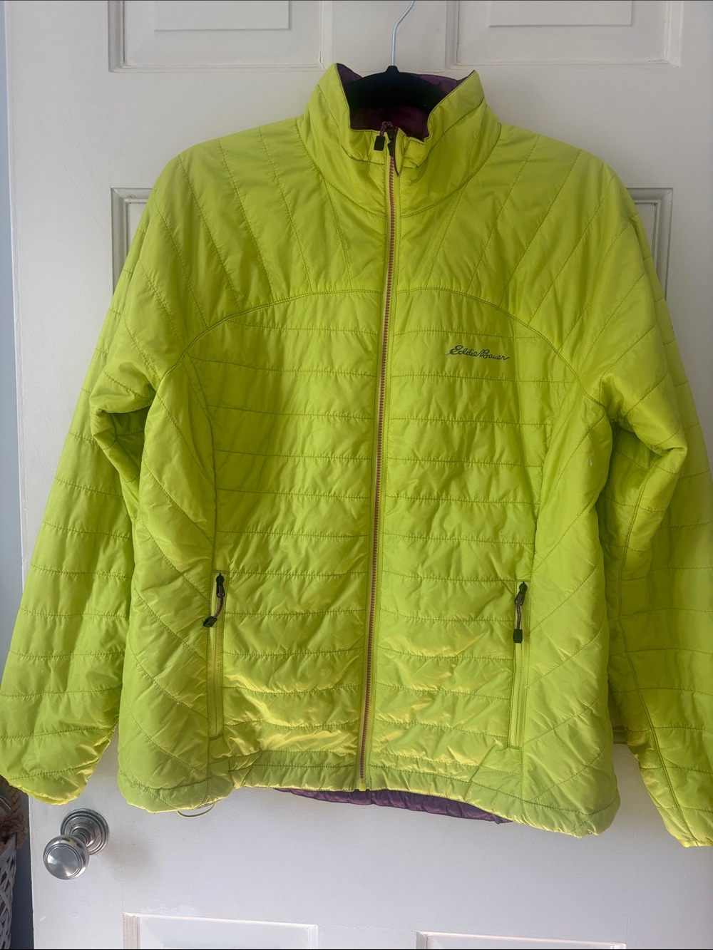Eddie Bauer Women's Neon Lime/purple Quilted Packable down Jacket